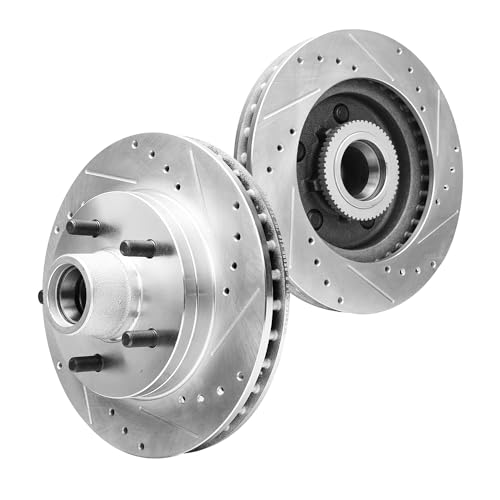 Image of Detroit Axle - Front Brake Kit for Chevy GMC C1500 Suburban Express | Savana 1500 Tahoe Yukon Disc Brake Rotors Ceramic Brake Pads 1996-99 Replacement