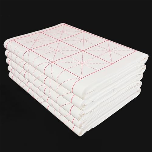 Papel Xuan de caligrafia chinesa, papel Sumi de escrita em pincel com grades, 100 folhas, grade de 1
