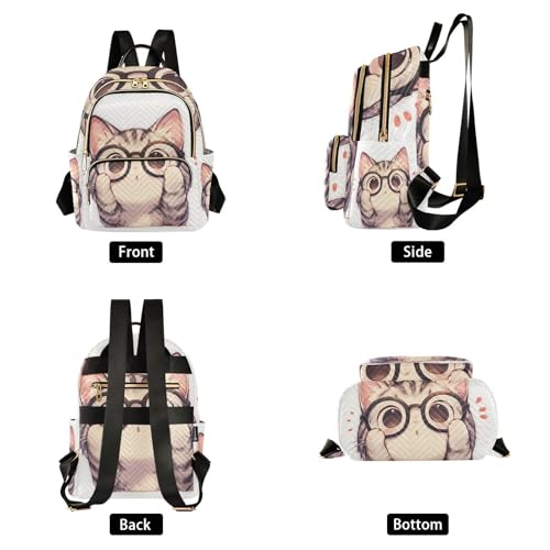 Sac à dos chat mignon avec lunettes 35,6 cm pour filles