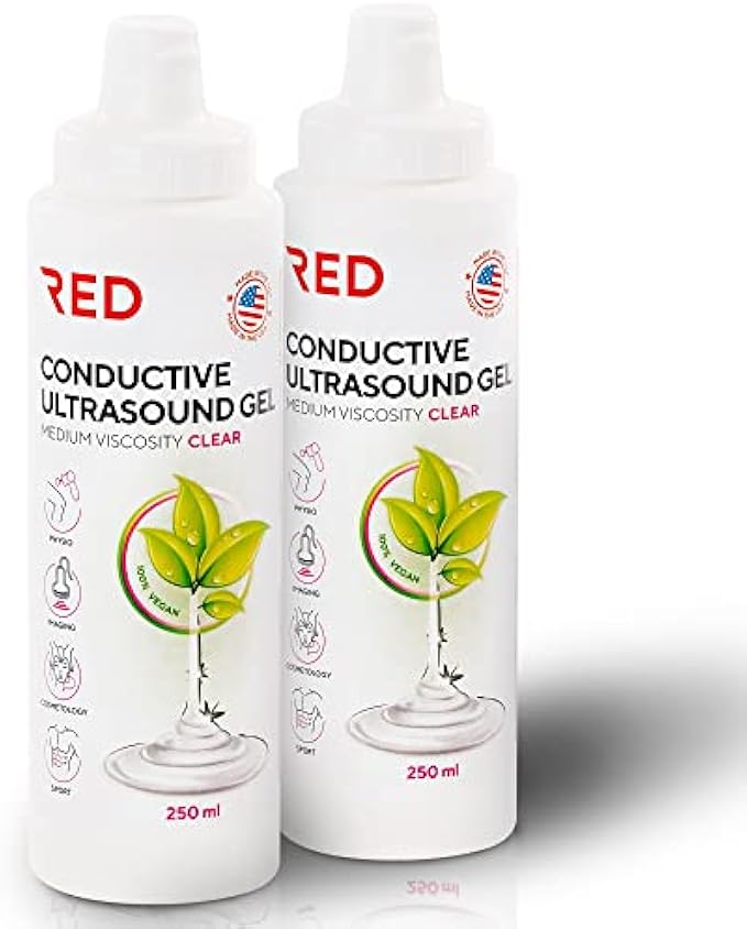 Conductive Gel Clear for Ultrasonic Cavitation Machine, Non-irritating, Moisturizing - Conductive Gel for Face Microcurrent, NuFace, ABS Stimulator, TENS Unit Muscle Stimulator & EMS - 2 x 250 ml