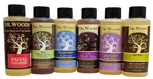 Dr. Woods Travel Trial Size Bottles Castile Body Wash Soap with Organic Shea Butter Variety Pack