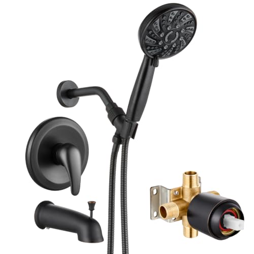 Image of gotonovo Tub Shower Faucet Set with Valve 6 Mode Handheld Oil Rubbed Bronze | Bathtub Faucet Set,6 Mode ABS Handheld Spray,6.3'' Metal Tub Spout,Brass Valve Trim Kit,Shower Head and Handle Kit,Wall Mount