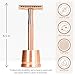 Bambaw Double Edge Safety Razor with Stand, Women Razor with 5 Double Edge Safety Razor Blades, Plastic Free Metal Razor – Rose Gold