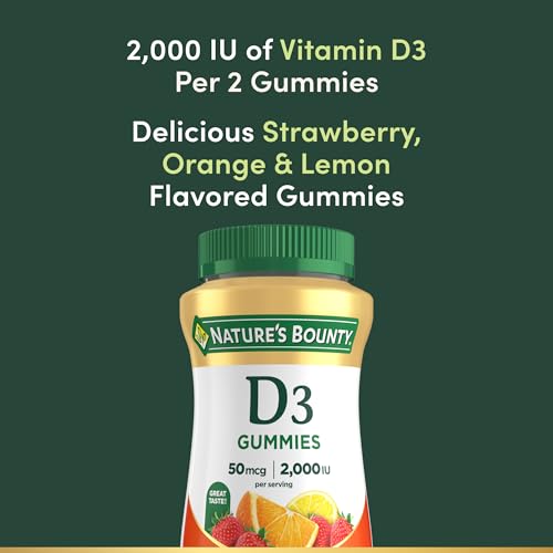 Nature's Bounty Vitamin D3 Gummies 50mcg, 90ct | Vitamin Supplement, Supports Immune Health, Mixed Fruit Flavor - image 3