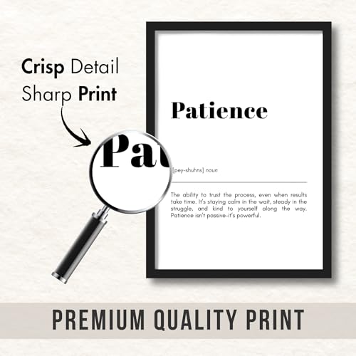 Image of ArtAction Patience Wall Frame Poster | Motivational Typography Office Word Art for Study Room & Workspaces | A4 Size | Framed Poster Decor | Thoughtful Gift for Professionals & Learners
