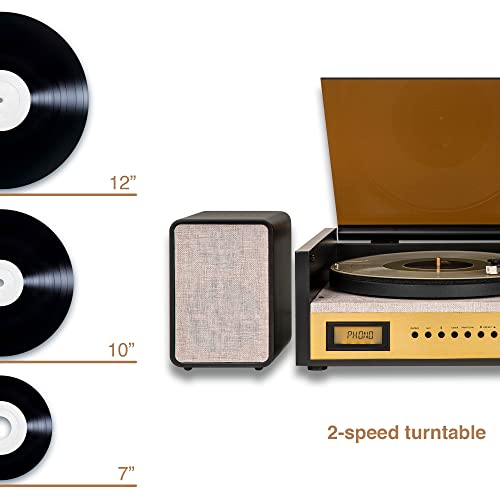 Crosley Coda Tourne-Disque avec 2 Haut-parleurs, Bluetooth in & AUX, Radio FM – 2 Vitesses Retro – pour Vinyle 7″, 10″ et 12″ – Noir Gris - Les Beatles, Paul McCartney, John Lennon, RIngo Starr, George Harrison Crosley Coda Tourne-Disque avec 2 Haut-parleurs, Bluetooth in & AUX, Radio FM – 2 Vitesses Retro – pour Vinyle 7", 10" et 12" – Noir Gris – Image 5