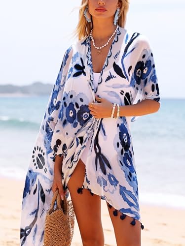 Image of Moss Rose Women Summer Bikini Kimono Bathing Suit Cover Ups for Swimwear