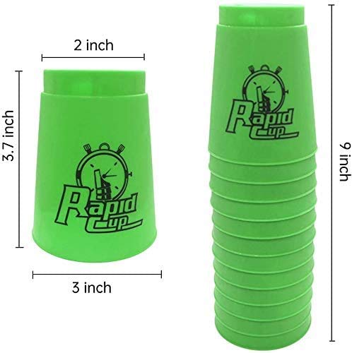 12 Pack Quick Stack Cups Set Plastic Sports Stacking Cups Speed Training Game For Travel Party Challenge Competition With Carry Bag (Green) #TOP1