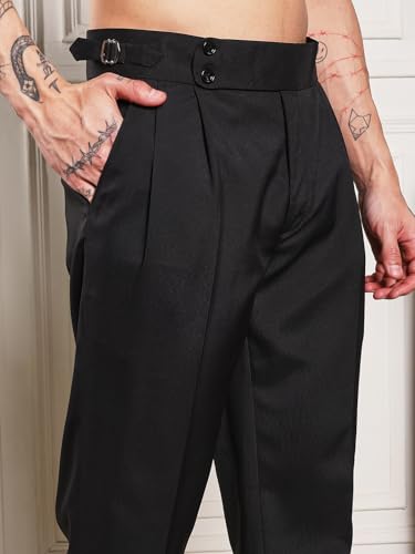 Image of Gurkha Pants for Men | Trouser for Men | Formal Pant | Double Button | Loose Fit Trouser High Waist Pleated Casual Trousers | Vintage Straight Leg Pants for Office Smart Casual Travel Party