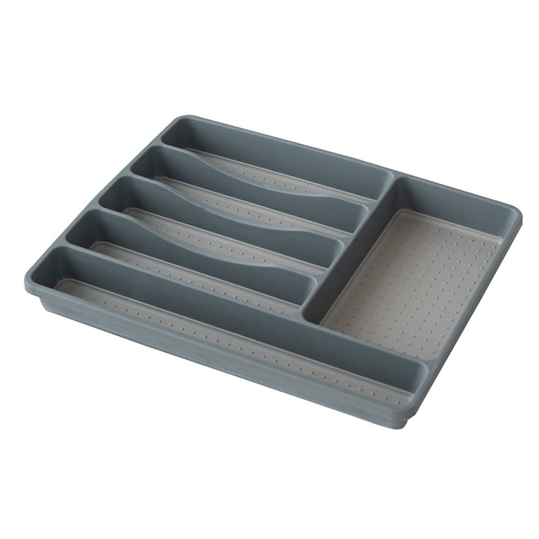 Dieses Bestecktablett mit 6 Fächern ist ein praktischer Küchen- und Schubladenorganizer für Zuhause und Büro. Es besteht aus rutschfestem Kunststoff und eignet sich für Löffel, Gabeln und Me