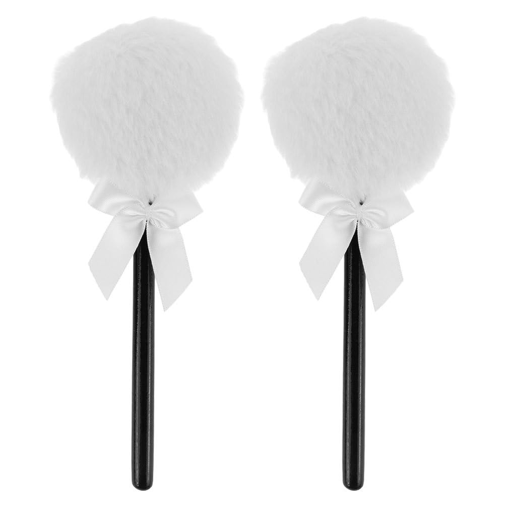 minkissy Fluffy Powder Puff with Long Handle 2-Pack Super Soft Cosmetic Makeup for Face and Body Loose and Dusting Powder Application