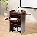 awolsrgiop Rolling Podium Lectern, Presentation Lectern Stand with Keyboard Tray and Shelf, Standing Lectern Wooden Podium Church Lectern for Restaurants, Churches, Classrooms, Schools (Reddish-brown)