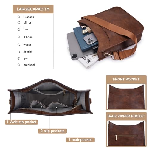 Image of HKCLUF Crossbody Bag for Women Vegan Leather Hobo Handbags Guitar Strap Purse Shoulder Bucket Bag with 2PCS Adjustable Straps