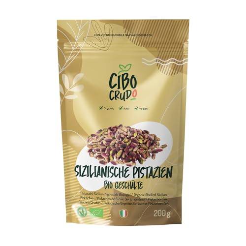 Bio Pistazien Ungesalzen Geschält - 200g. Italienische Pistazienkerne Ungeröstet aus Sizilien. Frische Pistazien ohne Schale Naturbelassen Pistachio. Quelle für Fettsäuren Ballaststoffe und Vitamine.