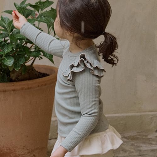 Aureate Grils Casual Cotton Ruffled Sweater Round Neck Spring 2-8 Y3