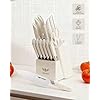Kitchen Knife Set with Block: 14-Piece German Stainless Steel Full Tang Professional Knife - Comfortable Grip Reduces Hand Fatigue 30% - Dishwasher Safe & Sharpener - White Knife Set for Cooking