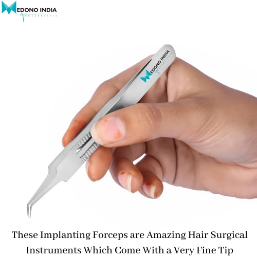 Image of Hair Transplant (Angled) Fue Implanting Forceps 5 inchInch Fine Tip Comfort Long Soft Grip Antirust Stainless Steel