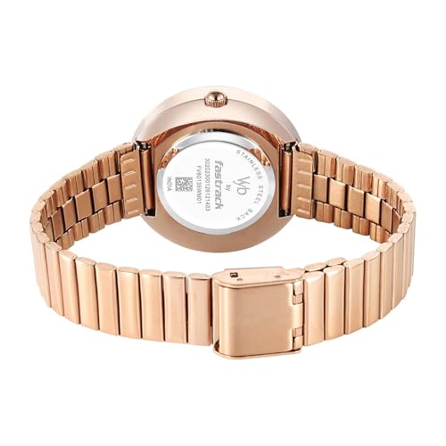 Image of Fastrack Vyb Celeste with Quartz Analog White Dial Rose Gold Stainless Steel Strap Watch for Women - FV60135WM01W