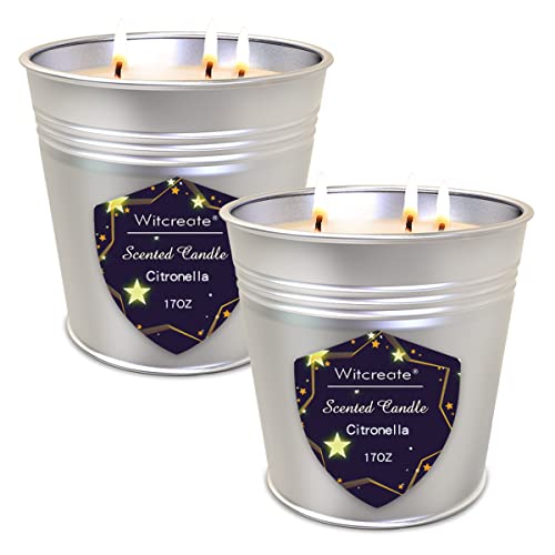 Wticreate Citronella Candles Outdoor Indoor 2 Pack 3-Wick Total 34Oz，Burn 200 Hours Long Lasting For Summer Garden,Party #TOP3