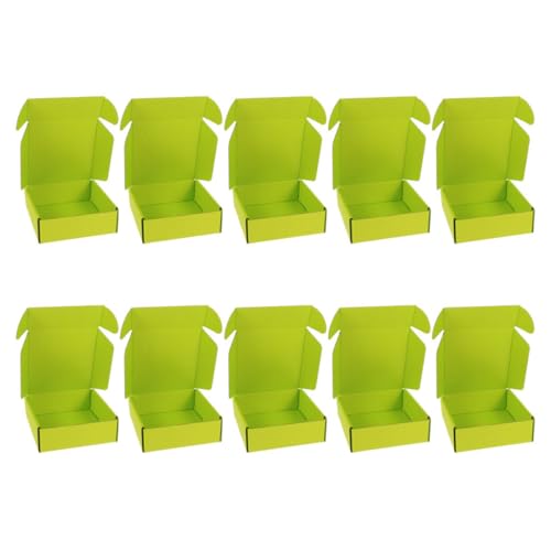 Ipetboom Cajas de Embalaje de Cartón Corrugado 15X15X5 CM Paquete de 10 Unidades Color Verde Doble Cara Resistentes para Envíos y Mudanzas Cajas Express para Manualidades y Almacenaje