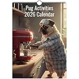 1. Adorables actividades diarias con temática de pug (edición 2026). Celebra cada mes con adorables pugs preparando café, usando pijamas y viviendo sus momentos más lindos. Este calendario de carlino 2026 es perfecto para los fanáticos de divertidos calendarios de perros y planificadores de pared con temática de pug.