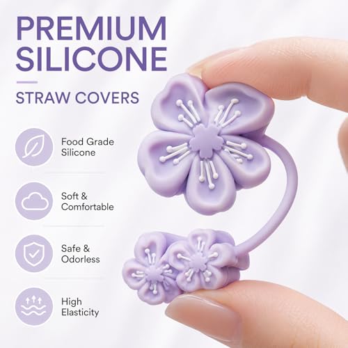 Image of BTYHAOS Straw Covers, Dust Proof Straw Toppers Fit Stanley 30 40oz Tumbler | Reusable Food-Grade Silicone Straw Covers Cap for Most 10mm Reusable Straw