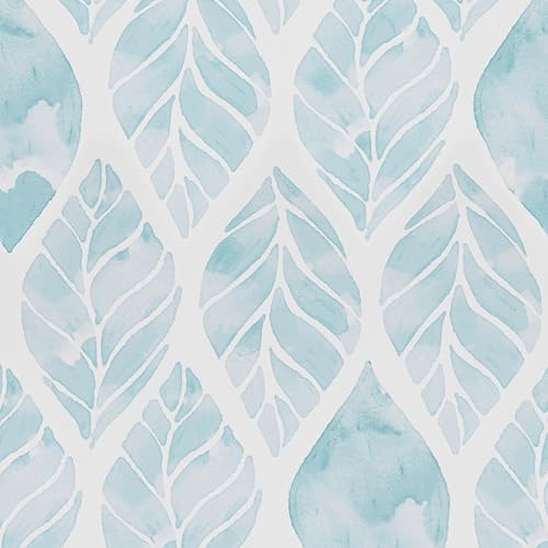 AMIGO Papel Pintado Moderno Bohemio Hoja Azul Autoadhesivo Removible para Dormitorio Baño Impermeable 44x300cm