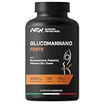 NFW® GLUCOMANNANO FORTE 180 capsule - 4000mg Glucomannano puro, con Prebiotici, Cromo e Vitamina B3 | Dosaggio Alto Ottimale | Fibra Naturale Vegetale per sensazione Sazietà.
