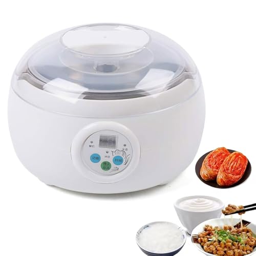 YOKIKIYO Yogurtiera Automatica, Fermentatore per Natto da 1,5 Litri con Controllo Costante della Temperatura, Timer, Fermentatore con Vaso Interno in Acciaio Inossidabile a 3 Funzioni, per Yogurt