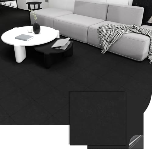 20-Pack 12"x12" Black Peel and Stick Floor Tiles