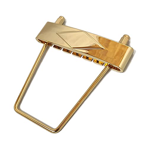 6 String Trapeze Tailpiece For Jazz Archtop Electric Guitar Replacement (Gold Short) #TOP2