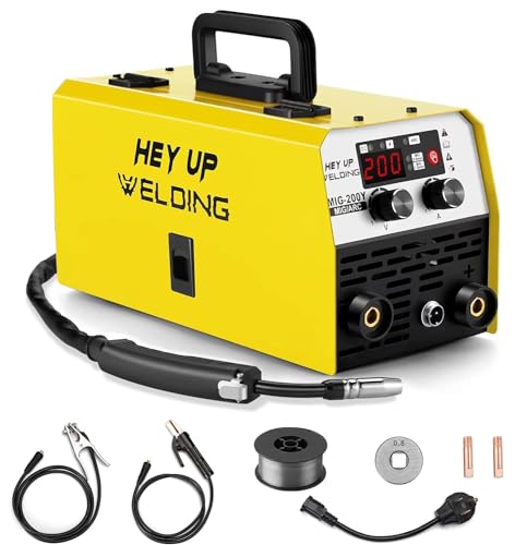 HEY UP MIG Welder, 140Amp 2 IN 1 Stick/Flux Core Welder with 2LBS Flux Cored Wire, 110V/220V Dual Voltage Welding Machine with Electrode Holder, IGBT Inverter Welder