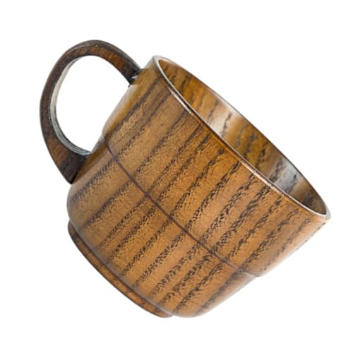 Lurrose 木製手彫りマグカップ 和風漆塗りコーヒーカップ ティーカップ ミルク飲用対応 自然な木目と滑らかな縁で 使用
