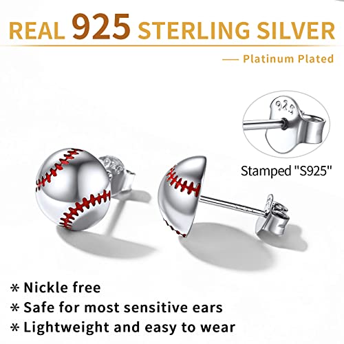 ChicSilver 925 Sterling Silver Stud Earrings Hypoallergenic Baseball/Soccer Earrings Gifts for Women Men Player Fan4