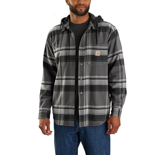 Carhartt Veste demi-saison en flanelle Sherpa-Lined à capuche pour homme, Noir , M