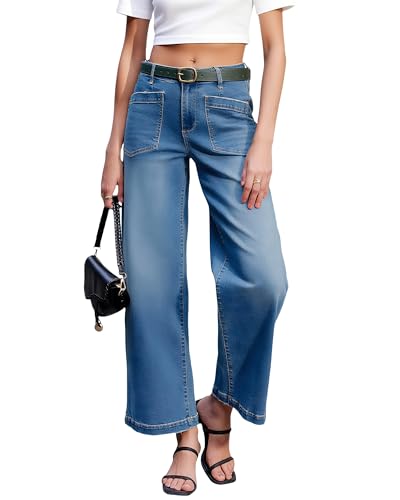 Women's Wide Leg Jeans High Waisted Stretchy Straight Leg Baggy Jeans Loose Fit Ankle Denim Pant Trendy 2025.