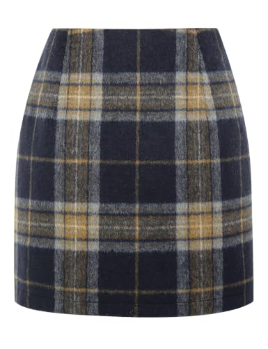 Image of IDEALSANXUN Womens High Waist Plaid Skirt Bodycon Pencil Wool Mini Skirts