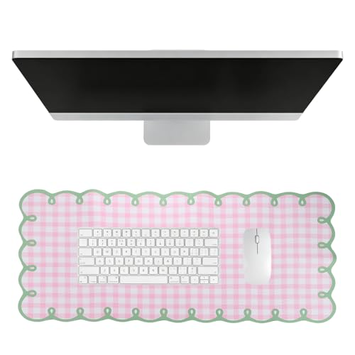 Tapis de souris antidérapant grand format 90x40 cm avec bords festonnés vert