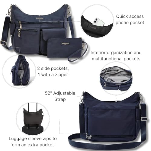 Image of Baggallini Modern Everywhere Crossbody Bag for Women 11x9x4.5 Rfid Hobo Bag