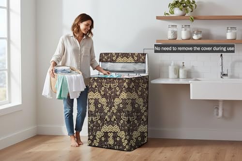 Image of Stylista Top Load Fully Automatic Washing Machine Cover Suitable for Lloyd 6.5 kg, 7 kg & 7.2 kg Floral Pattern Brown