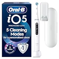 Oral-B iO5 Electric Toothbrushes For Adults,1 Toothbrush Head and Travel Case, 5 Modes With Teeth Whitening, 2 Pin Plug, White