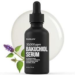 SUNLUV Bakuchiol Serum 2%, Hyaluronic Acid, Vitamin C, Retinol Alternative