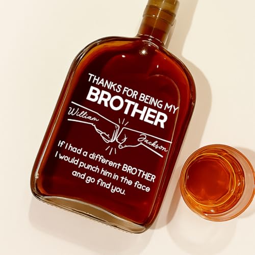 Wrappiness Thanks for Being My Brother Spirits Decanter with Custom Names, Funny Troll Gift for Brother Whiskey Glass Bottle, 25oz Decanter for Liquor Vodka Bourbon Gift for Men (Thanks Brother) - Image 3
