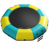 KATLAZIC Inflatable Water Trampoline, 10FT/12FT/15FT Recreational Water Bouncer, Rope Ladder, Kids Adults Recreational Water Trampoline for Pool, Lake Water Sports