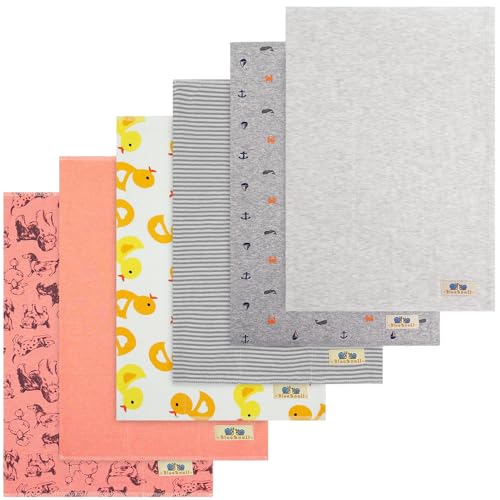 Image of BlueSnail Soft and Absorbent Burp Cloths for Babies, Large and Double Thick Burping Cloth 6 Pack (Grey+ Orange)