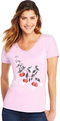 Hanes Women's Short Sleeve V-Neck Graphic T-Shirt