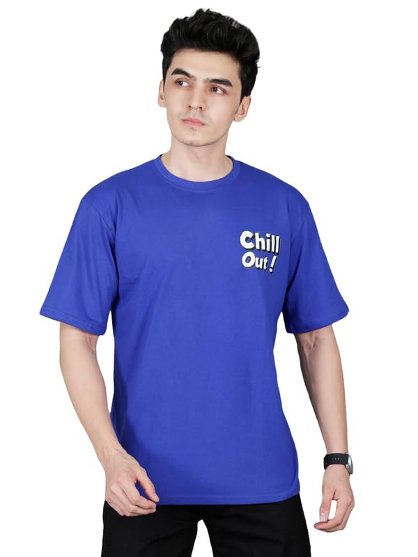 Image of London Hills Men's Cotton Oversized Fit Casual Printed Round Neck, Oversized Longline Drop Shoulder Boho Style T-Shirt