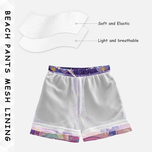 Pigsaly Boys Swim Trunks Cute Kawaii Unicorns Boys Board Shorts Swimsuit Swimwear Summer Bathing Suit 2T4