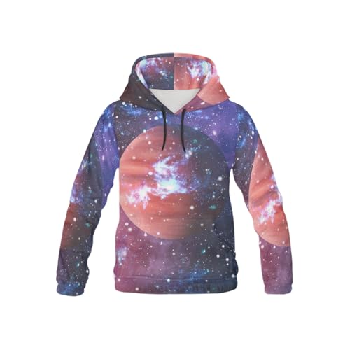 Planets in Space Galaxy Long-sleeve All Over Print Athletic Hoodies Pullover Sweatshirt