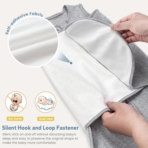 Image of ZIGJOY Sleep Sack Swaddle 1.0 TOG Baby Wearable Blanket 100% Cotton Baby Swaddle Blanket for Newborns 6-12 Months for Boy Girl, Grey